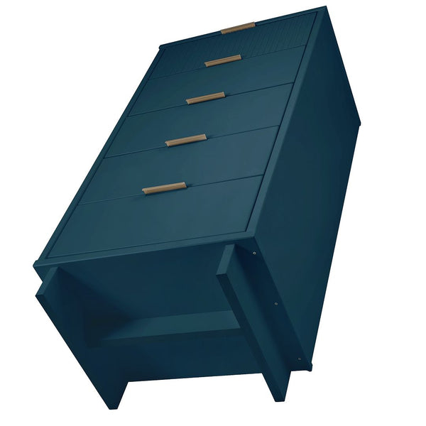 Manhattan Comfort Granville Modern 2 Piece - Tall Narrow and Standard Dresser Midnight Blue GRAN014