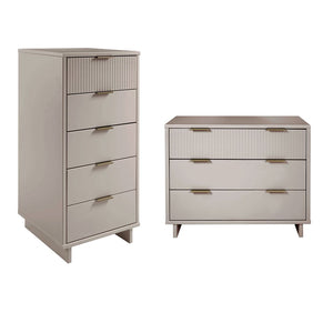 Manhattan Comfort Granville Modern 2 Piece - Tall Narrow and Standard Dresser Light Grey GRAN016