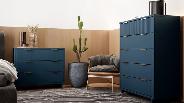 Manhattan Comfort Granville Modern Dresser and Chest Midnight Blue GRAN024