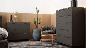 Manhattan Comfort Granville Modern Dresser and Chest Dark Grey GRAN025