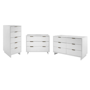 Manhattan Comfort Granville Modern 3 Piece Dresser Set - Tall Narrow, Standard, Double Dresser White GRAN031