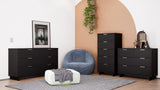 Manhattan Comfort Granville Modern 3 Piece Dresser Set - Tall Narrow, Standard, Double Dresser Black GRAN032