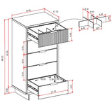 Manhattan Comfort Granville Modern 3 Piece Dresser Set - Tall Narrow, Standard, Double Dresser Black GRAN032