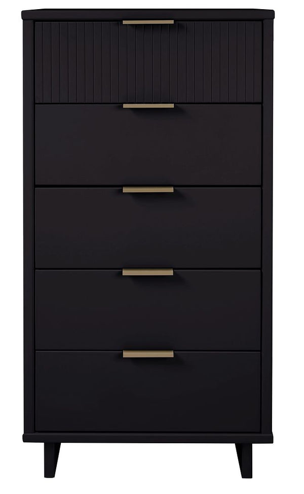 Manhattan Comfort Granville Modern 3 Piece Dresser Set - Tall Narrow, Standard, Double Dresser Black GRAN032