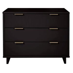 Manhattan Comfort Granville Modern 3 Piece Dresser Set - Tall Narrow, Standard, Double Dresser Black GRAN032