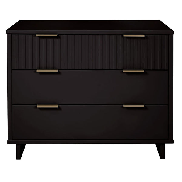 Manhattan Comfort Granville Modern 3 Piece Dresser Set - Tall Narrow, Standard, Double Dresser Black GRAN032