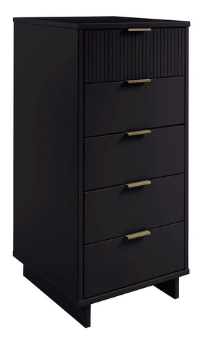 Manhattan Comfort Granville Modern 3 Piece Dresser Set - Tall Narrow, Standard, Double Dresser Black GRAN032