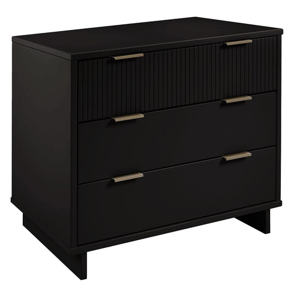 Manhattan Comfort Granville Modern 3 Piece Dresser Set - Tall Narrow, Standard, Double Dresser Black GRAN032