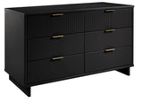 Manhattan Comfort Granville Modern 3 Piece Dresser Set - Tall Narrow, Standard, Double Dresser Black GRAN032