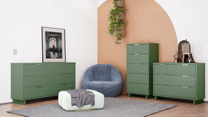 Manhattan Comfort Granville Modern 3 Piece Dresser Set - Tall Narrow, Standard, Double Dresser Sage Green GRAN033