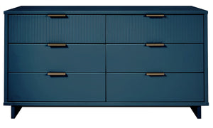 Manhattan Comfort Granville Modern 3 Piece Dresser Set - Tall Narrow, Standard, Double Dresser Midnight Blue GRAN034