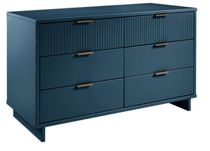 Manhattan Comfort Granville Modern 3 Piece Dresser Set - Tall Narrow, Standard, Double Dresser Midnight Blue GRAN034