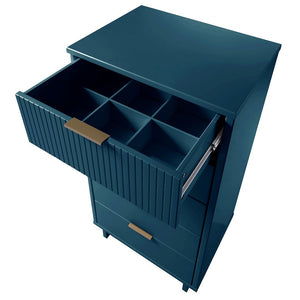 Manhattan Comfort Granville Modern 3 Piece Dresser Set - Tall Narrow, Standard, Double Dresser Midnight Blue GRAN034