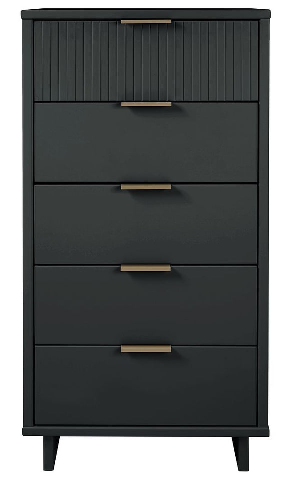 Manhattan Comfort Granville Modern 3 Piece Dresser Set - Tall Narrow, Standard, Double Dresser Dark Grey GRAN035