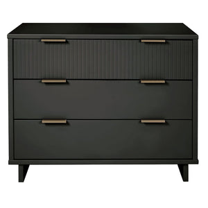 Manhattan Comfort Granville Modern 3 Piece Dresser Set - Tall Narrow, Standard, Double Dresser Dark Grey GRAN035