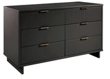 Manhattan Comfort Granville Modern 3 Piece Dresser Set - Tall Narrow, Standard, Double Dresser Dark Grey GRAN035