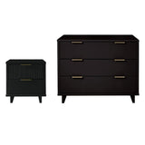 Manhattan Comfort Granville Modern Dresser and Nightstand Black GRAN042