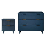 Manhattan Comfort Granville Modern Dresser and Nightstand Midnight Blue GRAN044