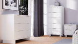 Manhattan Comfort Granville Modern 3 Piece Dresser Set - Tall Narrow, Standard Dresser and Nightstand White GRAN051