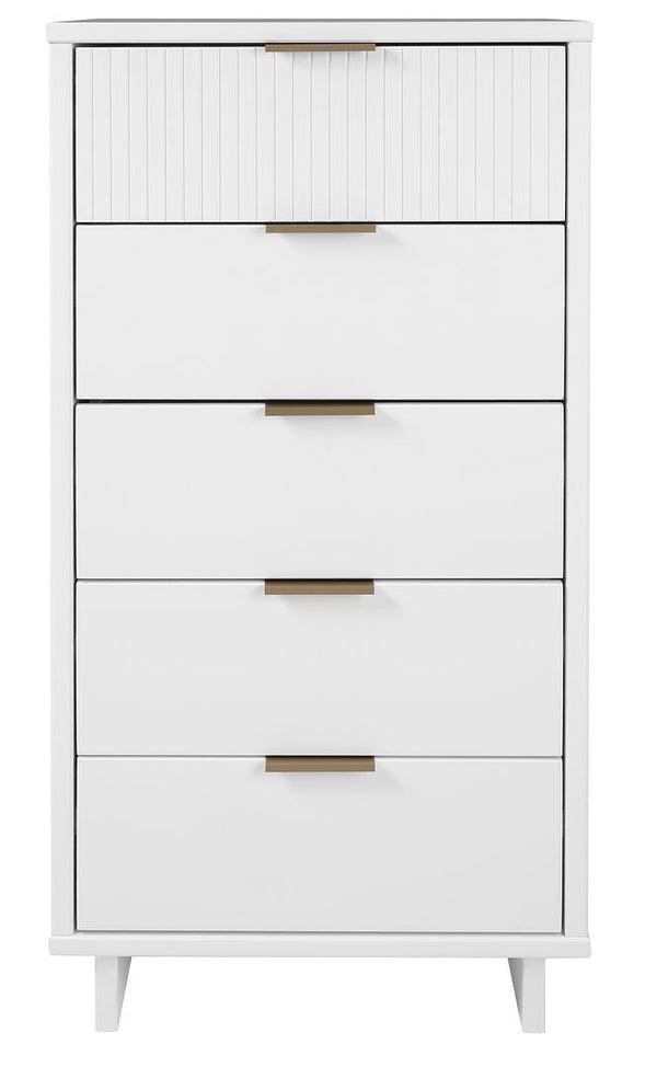 Manhattan Comfort Granville Modern 3 Piece Dresser Set - Tall Narrow, Standard Dresser and Nightstand White GRAN051