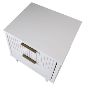 Manhattan Comfort Granville Modern 3 Piece Dresser Set - Tall Narrow, Standard Dresser and Nightstand White GRAN051