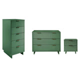 Manhattan Comfort Granville Modern 3 Piece Dresser Set - Tall Narrow, Standard Dresser and Nightstand Sage Green GRAN053