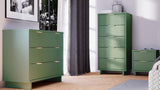 Manhattan Comfort Granville Modern 3 Piece Dresser Set - Tall Narrow, Standard Dresser and Nightstand Sage Green GRAN053