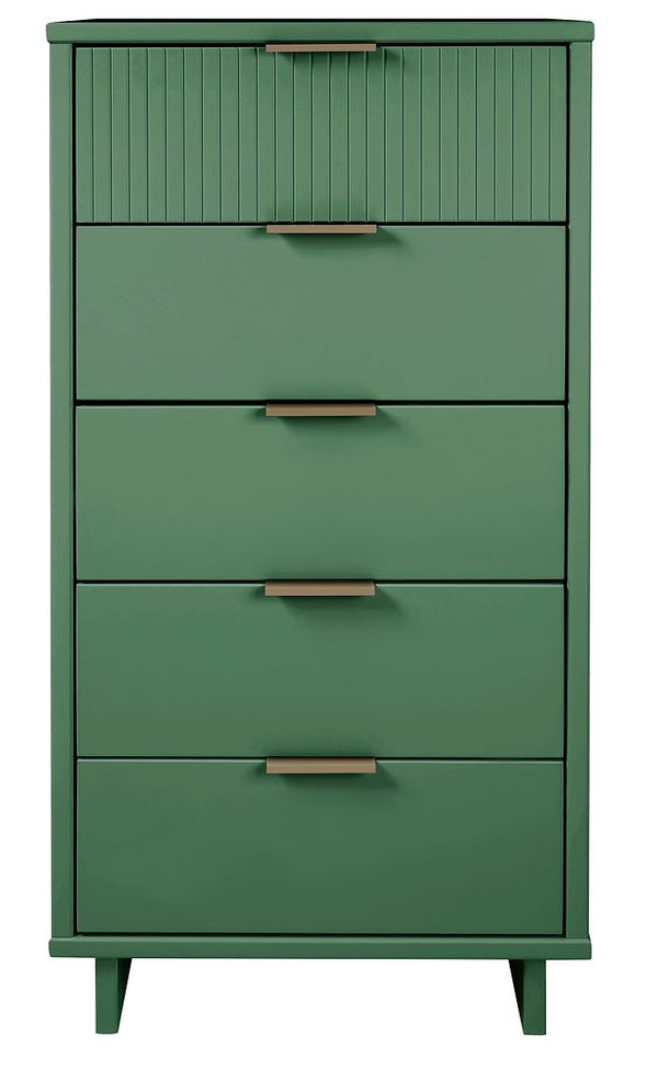 Manhattan Comfort Granville Modern 3 Piece Dresser Set - Tall Narrow, Standard Dresser and Nightstand Sage Green GRAN053
