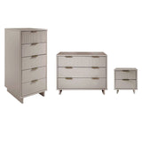 Manhattan Comfort Granville Modern 3 Piece Dresser Set - Tall Narrow, Standard Dresser and Nightstand Light Grey GRAN056