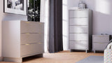 Manhattan Comfort Granville Modern 3 Piece Dresser Set - Tall Narrow, Standard Dresser and Nightstand Light Grey GRAN056