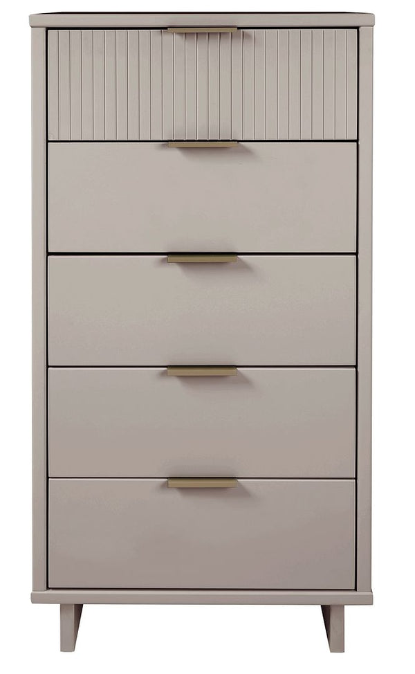 Manhattan Comfort Granville Modern 3 Piece Dresser Set - Tall Narrow, Standard Dresser and Nightstand Light Grey GRAN056