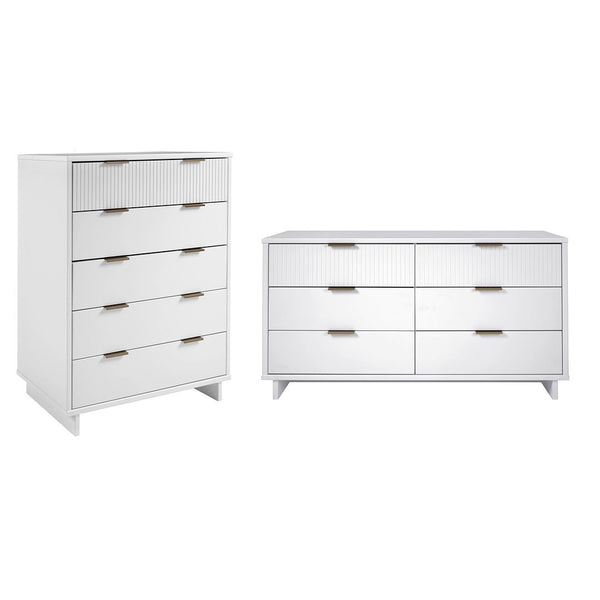 Manhattan Comfort Granville Modern Chest and Double Dresser White GRAN061