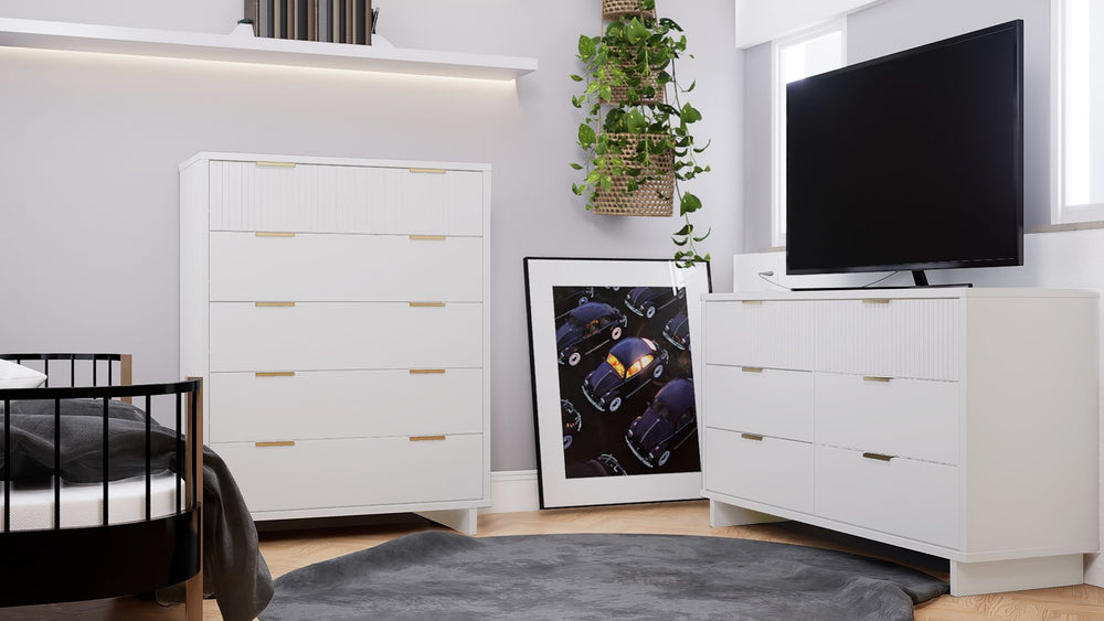 Manhattan Comfort Granville Modern Chest and Double Dresser White GRAN061