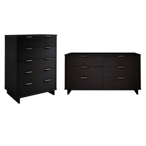 Manhattan Comfort Granville Modern Chest and Double Dresser Black GRAN062