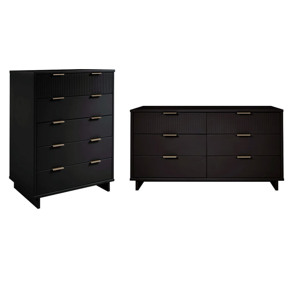 Manhattan Comfort Granville Modern Chest and Double Dresser Black GRAN062