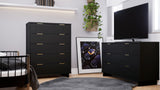 Manhattan Comfort Granville Modern Chest and Double Dresser Black GRAN062