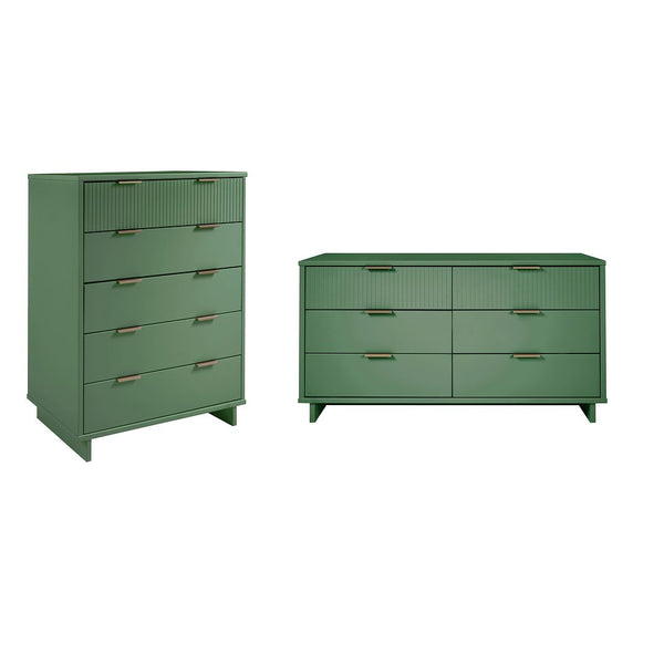 Manhattan Comfort Granville Modern Chest and Double Dresser Sage Green GRAN063