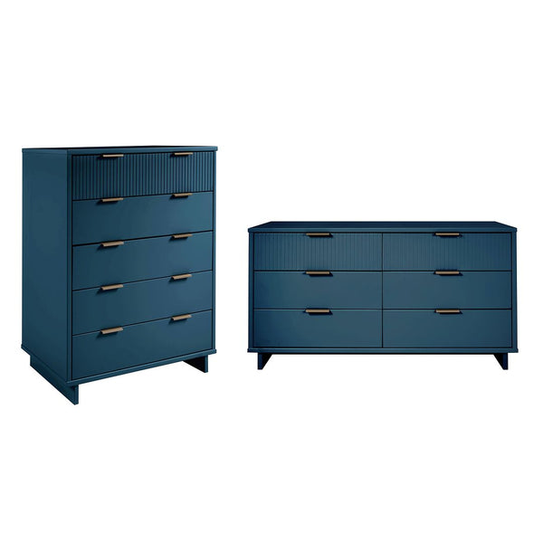Manhattan Comfort Granville Modern Chest and Double Dresser Midnight Blue GRAN064