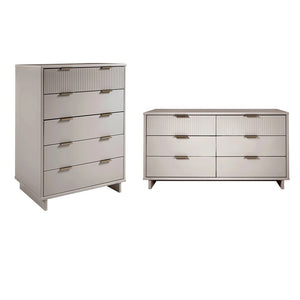 Manhattan Comfort Granville Modern Chest and Double Dresser Light Grey GRAN066