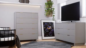 Manhattan Comfort Granville Modern Chest and Double Dresser Light Grey GRAN066