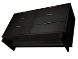 Manhattan Comfort Granville Modern 3 Piece Dresser Set - Tall Narrow, Double Dresser, and Nightstand Black GRAN072