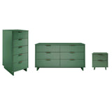 Manhattan Comfort Granville Modern 3 Piece Dresser Set - Tall Narrow, Double Dresser, and Nightstand Sage Green GRAN073