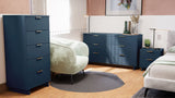 Manhattan Comfort Granville Modern 3 Piece Dresser Set - Tall Narrow, Double Dresser, and Nightstand Midnight Blue GRAN074