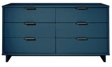 Manhattan Comfort Granville Modern 3 Piece Dresser Set - Tall Narrow, Double Dresser, and Nightstand Midnight Blue GRAN074