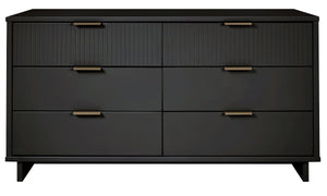 Manhattan Comfort Granville Modern 3 Piece Dresser Set - Tall Narrow, Double Dresser, and Nightstand Dark Grey GRAN075