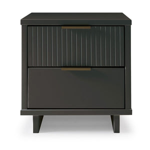 Manhattan Comfort Granville Modern 3 Piece Dresser Set - Tall Narrow, Double Dresser, and Nightstand Dark Grey GRAN075