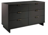 Manhattan Comfort Granville Modern 3 Piece Dresser Set - Tall Narrow, Double Dresser, and Nightstand Dark Grey GRAN075