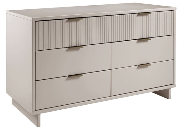 Manhattan Comfort Granville Modern 3 Piece Dresser Set - Tall Narrow, Double Dresser, and Nightstand Light Grey GRAN076