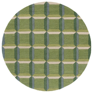 Safavieh Genre Oversized Hand‑Tufted Checkered Rug In Green & Beige — 11'X15' Wool/Cotton Mid‑Century Anchor 2'-3" x 15'-0" GRE101Y-215