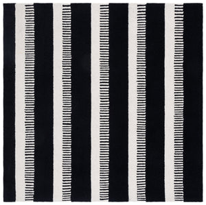 Safavieh Genre Elegant Hand-tufted Area Rug - Stylish Runner Design For Modern Home Décor And Comfort Black ,Ivory Wool Pile Gre153z-6sq